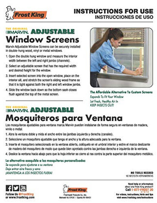 WB Marvin Frost King AWS1545 Adjustable Window Screen, 15in High x Fits 25-45in Wide, 25-45 W