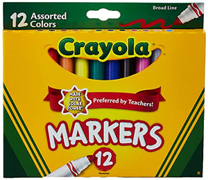 Crayola CR-58-7712 Classic Non-Washable Marker, Broad-Line, 12 Colors/Set