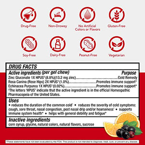 COLD-EEZE Remedy Plus Defense Chewable Gels, Citrus with Elderberry Natural Flavor, 25 Count