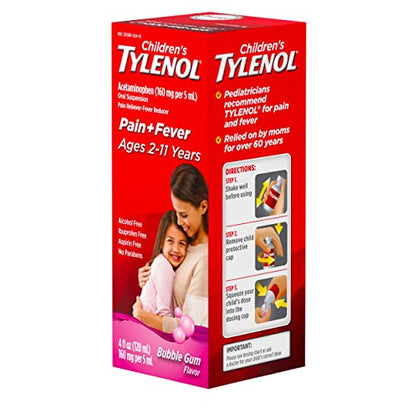 Children's Tylenol Oral Suspension Medicine with Acetaminophen, Grape, 4 fl. oz