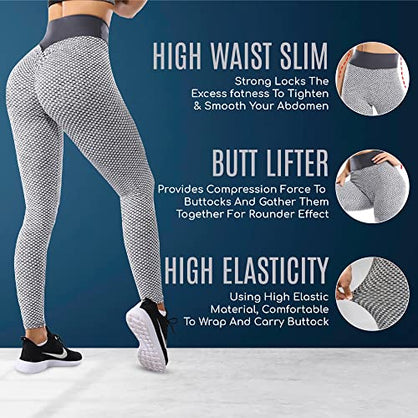 Butt Lifting Anti Cellulite Leggings for Women Stretchy Workout Leggings with Ruched - Yoga Squats Gym & Tummy Control