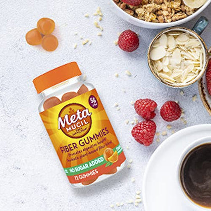 Metamucil Fiber Supplement Gummies, Sugar Free Orange Flavor, 5g Prebiotic Plant Based Fiber Blend