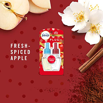 Febreze Plug in Air Freshener Scented Oil Refills, Fresh-Spiced Apple, 2 Oil Refills - Packaging May Vary