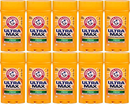Arm & Hammer Ultra Max Invisible Solid Antiperspirant Deodorant, Fresh, 1 Ounce Travel Size (Pack of 10)
