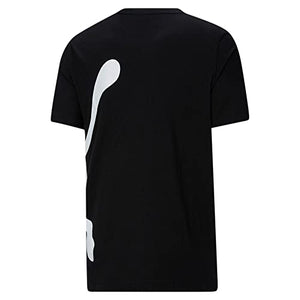 PUMA Mens Oversized Logo Tee Top Crew Neck Crew Neck (X-Large, Puma Black)