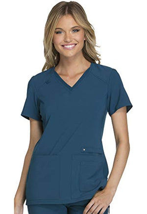 Cherokee iFlex Women Scrubs Top V-Neck Knit Panel CK605