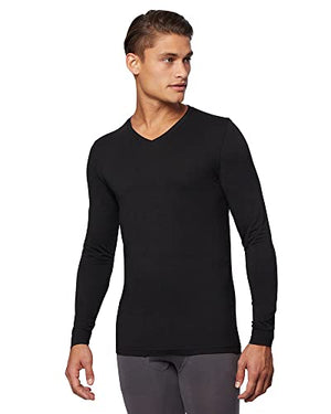 32 Degrees Men's Lightweight Baselayer V-Neck Top | Long Sleeve | Form Fitting | 4-Way Stretch | Thermal