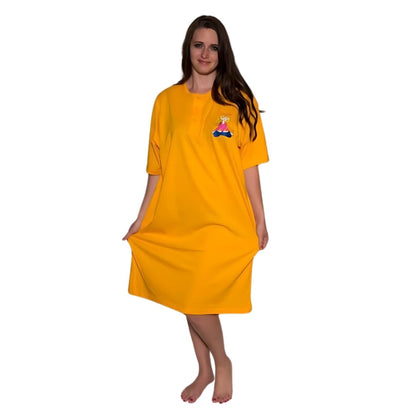 Cool Clothing Women’s Cotton Sleepshirt – Short Sleeve Nightgown, Lounge Dress, T-Shirt Sleepwear, Casual Beach Cover Up Tee, Plus Size Nightwear Pajama Shirt (Yellow, ONE SIZE)