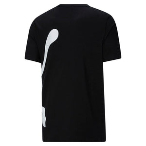 PUMA Mens Oversized Logo Tee Top Crew Neck Crew Neck (Medium, Puma Black)