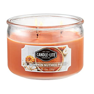 Candle-lite Scented Candles, Pumpkin Nutmeg Pie Fragrance, One 10 oz. Three Wick Aromatherapy Candle with 20-40 Hours of Burn Time, Orange Color