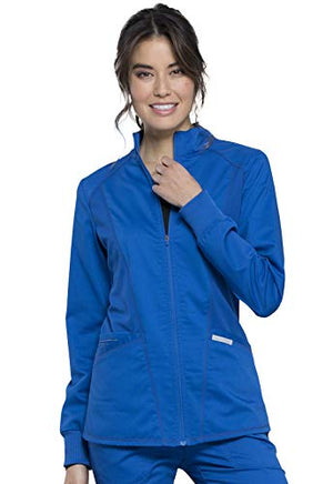 Cherokee Womens Zip Up Scrub Jackets with Breathable Mesh and Shirttail Hemline WW301