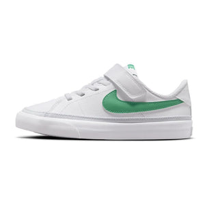 Nike Court Legacy Little Kids' Shoes (DA5381-120, White/Football Grey/Stadium Green) Size 12