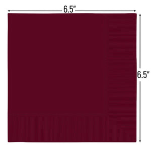 Berry Red 2-Ply Lunch Paper Napkins - 6.5" x 6.5" (Pack of 40) - Luxurious & Absorbent, Perfect for Parties & Events