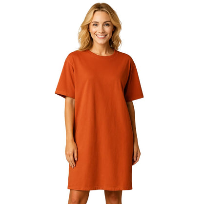 Cool Clothing Plus Size Nightgowns for Women – Soft Cotton Short Sleeve Sleep Shirt, Round-Neck Oversized Loungewear Nightdress (ORANGE, PLUS SIZE)