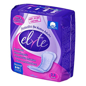 Elyte Cotton Incontinence Pads, Normal, Case/144 (6/24s) by Corman USA