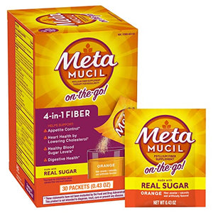 Metamucil Multi-Health Psyllium Fiber Supplement Powder with Real Sugar