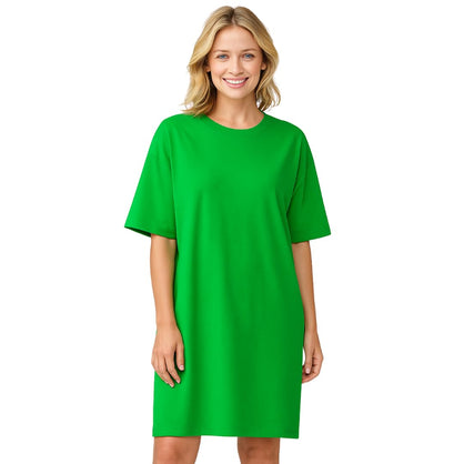 Cool Clothing Plus Size Nightgowns for Women – Soft Cotton Short Sleeve Sleep Shirt, Round-Neck Oversized Loungewear Nightdress (LIME, PLUS SIZE)
