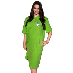 Cool Clothing Women’s Cotton Sleepshirt – Short Sleeve Nightgown, Lounge Dress, T-Shirt Sleepwear, Casual Beach Cover Up Tee, Plus Size Nightwear Pajama Shirt (Lime, ONE SIZE)