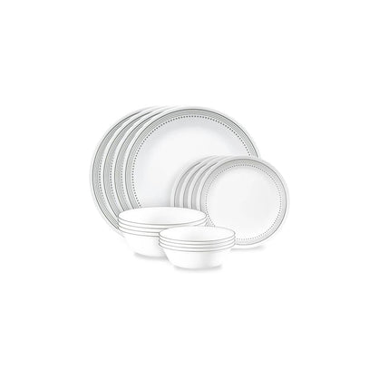 Corelle Mystic Gray 16-piece Mugless Dinnerware Set, Service for 4