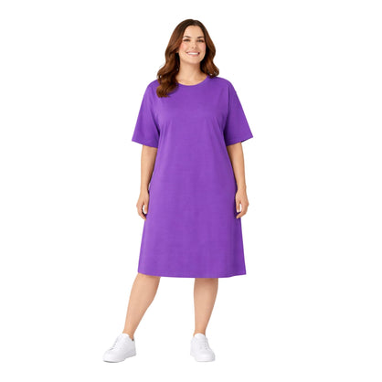 Cool Clothing Women’s 100% Cotton Sleep Shirt – Loose Fit Knee-Length Nightgown, with Permanent Color (Purple, ONE SIZE)