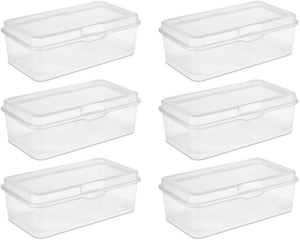 Flip Top Storage Box, Clear, Large, 4.5 x 13-In.