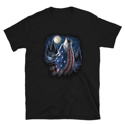 Flag Wolf American T-Shirt (Small)