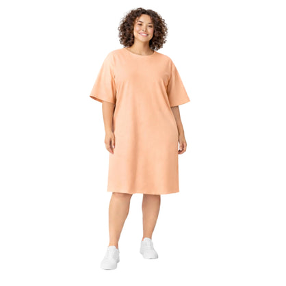 Cool Clothing 100% Cotton Sleep Shirts for Women – Short Sleeve Lounge Dress,Night Shirts,Plus Size Nightgowns Peach