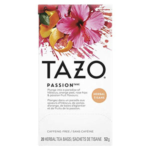 TAZO Passion Enveloped Hot Tea Bags Herbal, Caffeine Free, Non GMO, 24 count, Pack of 6