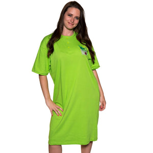 Cool Clothing Women’s Cotton Sleepshirt – Short Sleeve Nightgown, Lounge Dress, T-Shirt Sleepwear, Casual Beach Cover Up Tee, Plus Size Nightwear Pajama Shirt (Lime, ONE SIZE)