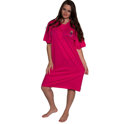 Cool Clothing Women’s Cotton Sleepshirt – Short Sleeve Nightgown, Lounge Dress, T-Shirt Sleepwear, Casual Beach Cover Up Tee, Plus Size Nightwear Pajama Shirt (Pink, ONE SIZE)