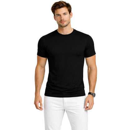 Mens Crew Neck T-Shirt  100% Cotton Short Sleeve Jersey Tee, Soft Tapered Fit Casual Everyday Shirt (US, Alpha, 3X-Large, Regular, Regular, Black)
