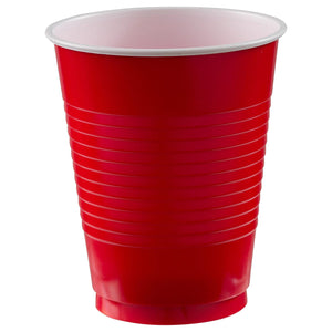 Amscan Premium Apple Red Plastic Cups (18 oz) 50 Count - Stackable, Heavy-Duty & Eco-Friendly Party Drinkware, Vibrant Color & Ultimate Durability