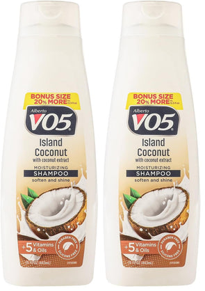 Alberto VO5 - Island Coconut Moisturizing Shampoo - Hydrating Shampoo - With Coconut Milk, Vitamin E and Biotin - Long Lasting Fragrance - 15 oz (Pack of 2)