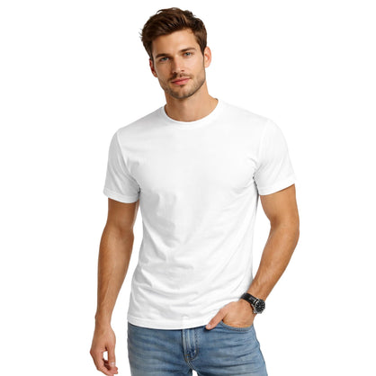 Mens Crew Neck T-Shirt  100% Cotton Short Sleeve Jersey Tee, Soft Tapered Fit Casual Everyday Shirt (US, Alpha, XX-Large, Regular, Regular, White)