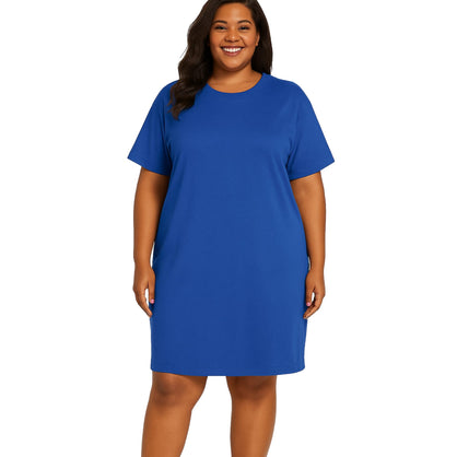 Cool Clothing 100% Cotton Sleep Shirts for Women – Short Sleeve Lounge Dress,Night Shirts,Plus Size Nightgowns Royal Blue