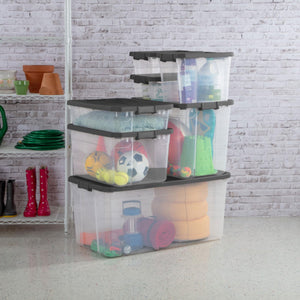 Sterilite 16 Qt. Stacker Box Plastic, Flat Gray