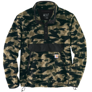 Carhartt Men's Big & Tall Relaxed Fit Fleece Pullover, Black Blind Duck Camo, X-Large/Tall