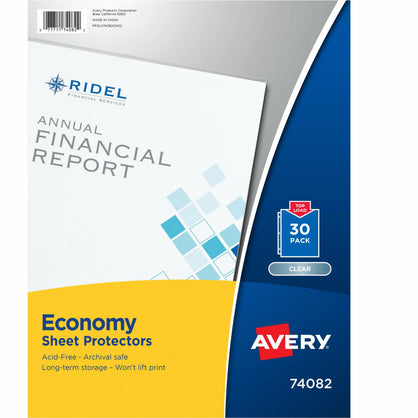Avery Economy Sheet Protectors, Clear, Top Loading, Polypropylene, 30 Document Protectors (74802)