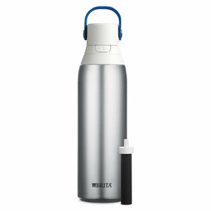 Brita Premium Stainless Steel Leak Proof Filtered Water Bottle, Silver, 20 oz