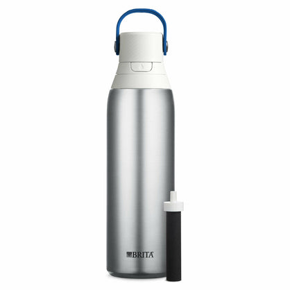 Brita Premium Stainless Steel Leak Proof Filtered Water Bottle, Silver, 20 oz