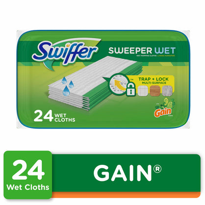 Swiffer Sweeper Wet Pad Refills, Gain Scent, 24 Ct