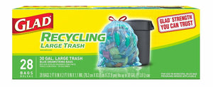 Glad Large Recycling Bags Drawstring - 30 Gallon Blue - 28 Count