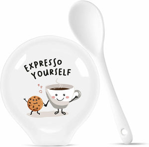 FAVSTOCK Ceramic Spoon Rest for Stove Top & Kitchen Counter | Coffee Bar Accessories | Cute, Heat-Resistant Utensil Holder for Spoons, Spatulas, and Ladles | Modern Farmhouse Kitchen Decor