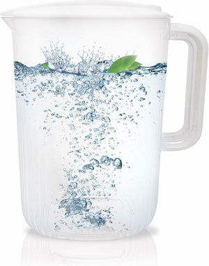 FAVSTOCK 2 Liters Plastic Water Pitcher with Lid - Perfect for Iced Tea, Juice, Kool-Aid, and More - Large Drink Pitcher for Kitchen Fridge - Durable Mixing Pitcher for Lemonade, Milk, and Water