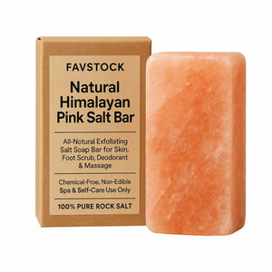 FAVSTOCK Natural Himalayan Pink Salt Bar – All-Natural Exfoliating Salt Soap Bar for Skin, Foot Scrub, Deodorant & Massage – Chemical-Free, Non-Edible, Spa & Self-Care Use Only – 100% Pure Rock Salt