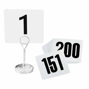 Plastic Table Number Cards 4" x 4" – Double-Sided Number Signs (1-200) with Bold Black Numbers on White – Reusable Durable Plastic Cards for Wedding, Restaurant, Banquet, Buffet, Party & Auction Use (200)