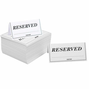 Pack of 250 Paper Reserved Table Signs – Elegant Double-Sided Tent Cards | Wedding Reserved Signs for Tables, Chairs & Seating Chart | Place Cards for Wedding Reception, Banquet & Restaurant Events