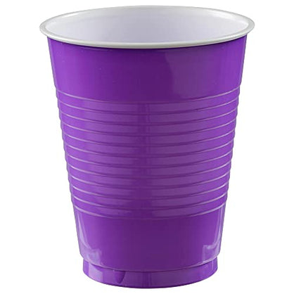Amscan 436810.106, Big Party Pack Plastic Cups, 50 Count (Pack of 1), New Purple