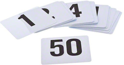ROY TN 1 50 -Royal Industries Number 1-50 Plastic Number Card Set, Plastic, 4'' by 4'', White Base with Black Numbers