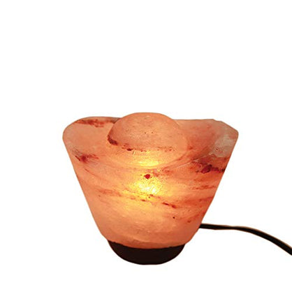 Mogul Boat Lamp. Himalayan Pink Salt Boat Lamp with Wooden Base, UL Certified Cord, and Light Bulb(15 Watts)